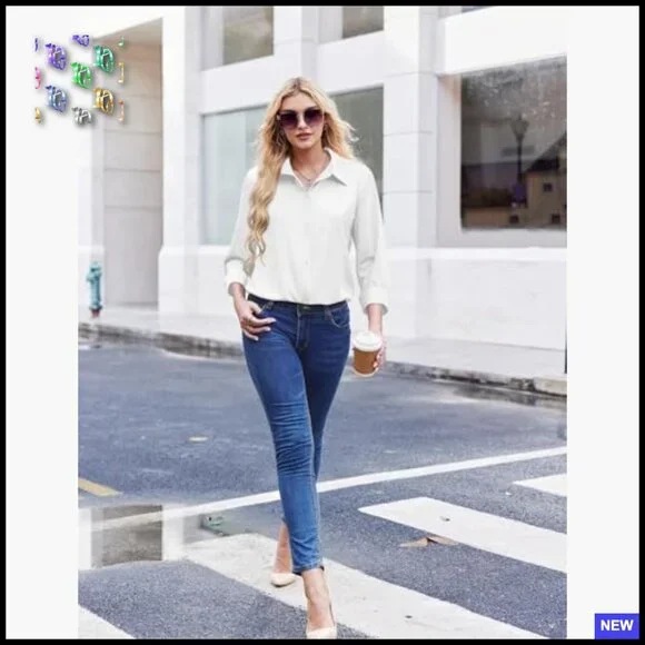 Floral Printed Button Down Shirt Long Sleeve Blouse Business Casual Boho Chic - Picture 6 of 7